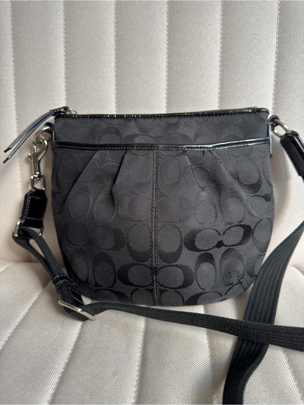 Coach Black Signature 'C' Jacquard Crossbody Bag